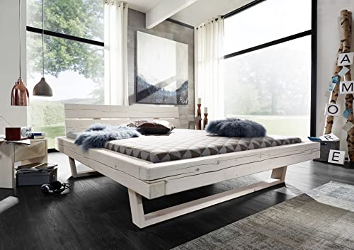 möbelando Balkenbett Doppelbett Bettgestell Ehebett Massivholzbett Bett Long Beach I 180x200 cm