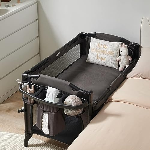 BEKA 4 in 1 Baby Bassinet Bedside Sleeper, Baby Bedside Crib 4 Functions, Bedside Bassinet Crib Sleeper, Playard, Changing Table, Baby Bassinet for Newborn Baby