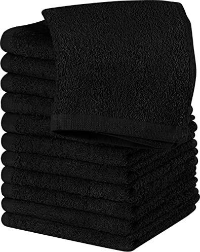 Utopia Towels Baumwoll-Waschlappen-Set – 100% ringgesponnene Baumwolle, hochwertige Flanell-Waschlappen für das Gesicht, sehr saugfähige und weiche Handtücher, 12 Stück, Schwarz