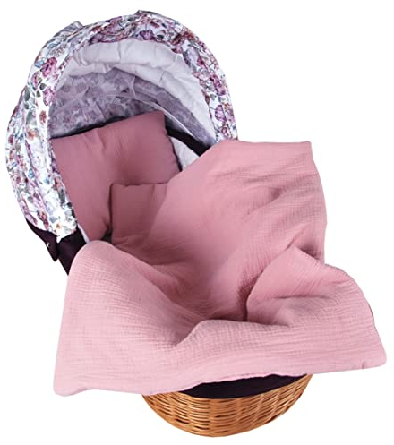 Babylux Babydecke MUSSELIN Kinderwagen Decke 75x60cm Kuscheldecke Stubenwagen MPM (Rosa)
