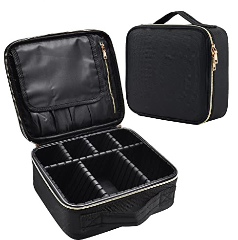 Bolsa Maquillaje Viaje Neceser Maquillaje Organizador vacio Bolsa Cosméticos Mujer Organizador Maquillaje Maletín Maquillaje, Negro