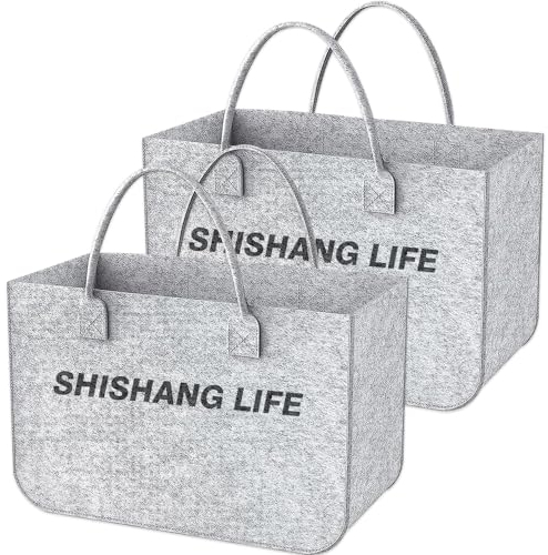 2 Stück große Einkaufstasche faltbar, Filztasche Einkaufstasche, Faltbar Filztaschen Shopper Filz Tasche zur Einkaufen, Reisen, Arbeit, Picknick