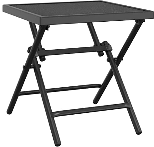 SDWEHO7 Stahlgitter Gartentisch Klappbar Kaffeetisch Terrassentisch Beistelltisch Couchtisch Balkontisch für Indoor/Outdoor, Anthrazit 38x38x38 cm