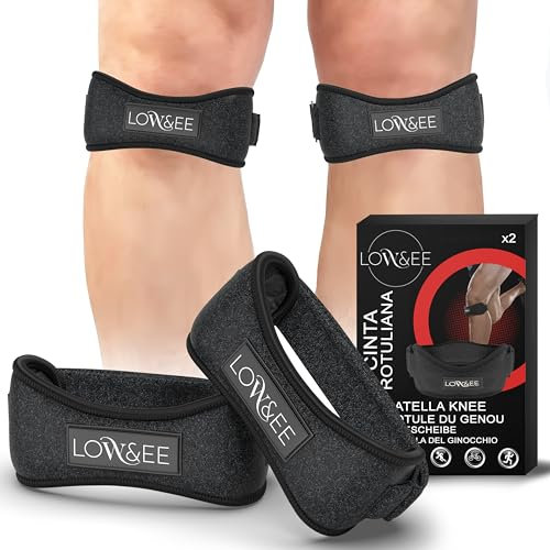 LOW&EE® Rodillera Rotuliana Ajustable 2 Uds, Cinta Rotuliana para Hombre y Mujer, Rodilleras Menisco y Ligamento con Correa para Tendón Rotuliano, Knee Brace Deportiva para Alivio del Dolor