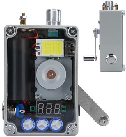 Generador de Manivela Manual, Generador de Manual de Emergencia Portátil, Cargador USB de Emergencia Portátil con Luz de Mazor