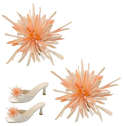 XCSJ Clip De Zapatos De Flores, Hebillas De Zapatos Extraíbles, Decoración De Zapatos De Flores Artificiales Para Chanclas, Sandalias, Tacones Altos, Bolsos, Ropa, 2 Pcs (Margarita rosa claro)