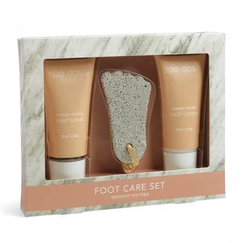 MIJOMA fotvårdsset med fotpeeling, fotlotion och pimpsten – pedikyrset för smidiga och välskötta fötter – wellness-presentset för hemmet (2 x 95 ml, Midnight Wisteria)