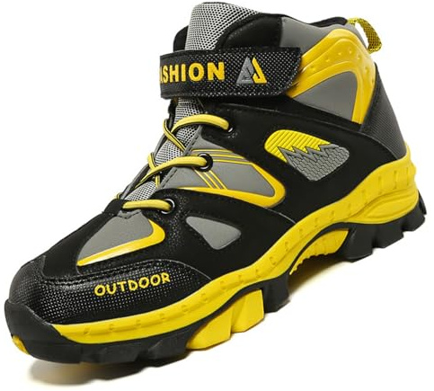 Unitysow Zapatillas de Senderismo para Niño Impermeable Zapatillas de Trekking Outdoor Transpirable Antideslizante Zapatos de Montaña Calzado Deportivo,Amarillo,35 EU