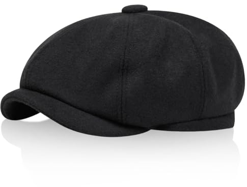 GYIOFAI Casquette Beret Homme, Gavroche Casquette Baker Boy Hat, Beret Plate Baker Boy Hat Irlandais Gatsby lvy Chapeau 8 Panel Peaky Flat Caps, Casquette Souples, Irish Cap pour Hommes (Noir)