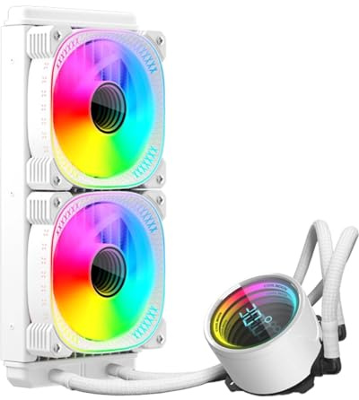 Fabater 240 Mm AIO CPU-Kylare, Vattenkylning, Flytande CPU-Kylare, 240 Mm Kylares, Dubbla PWM ARGB-fläktar med 1800 RPM, för AM5/AM4, LGA1851/1700 Kontaktram (Vit)