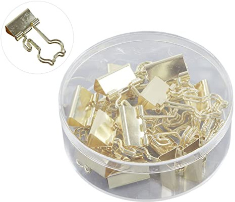 Clips Clips de papel Caja de metal 15 piezas de cola larga Almacenamiento de archivos de oficina Clip de cola de milano Oro Gran fuerza de sujeción para organizar (gato)