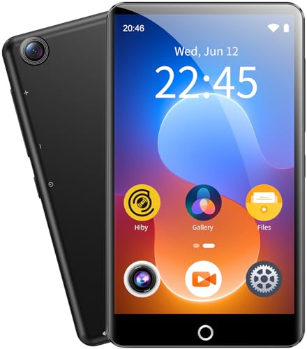 MP3 Player with Bluetooth and WiFi, 80GB Storage Android OS Spotify MP4 Player with Rear Camera, 4.02 Touch Screen Music Player with Built-in Speaker, FM Radio, Vido Playback