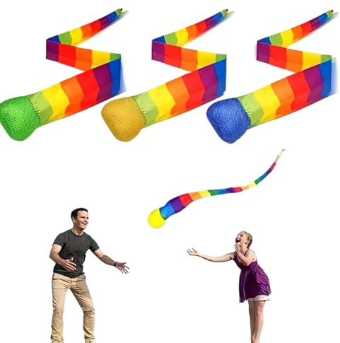 Genérico Toss and Catch Ball – 90-100 cm ABS skumduk utomhus bollar, 3 stycken med regnbåge svans | Throw and Catch Game, lekplats leksaker för barn inomhus utomhus backyard play