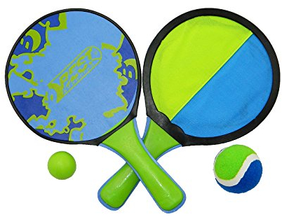 BEST SPORTING Beach Klettball Set in grün/blau I 2 Schlägern, 1 Beachball & 1 Catchball I Klett Spiele für Erwachsene & Kinder I Wurf Ball Spiel I Outdoor Spiele für Kinder I Wurfspiele für Draußen