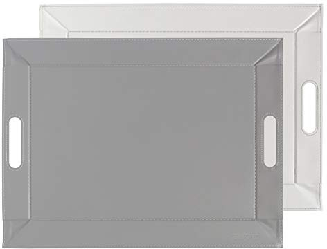 Freeform FFTM1758 Plateau, Simili Cuir, Blanc/Gris, 55 x 41 cm