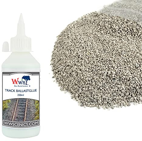 War World Scenics Kit 500g Pietre da Massicciata Grigio Chiaro Fini & 250ml Colla per Massicciata - Modellismo Ferroviario Diorama