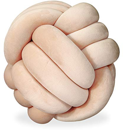 Relaxdays 1 x Knotenkissen, geknotetes Kissen für Sofa und Bett, dekorativ, skandinavisch, Zierkissen Knoten, Ø 25 cm, Khaki