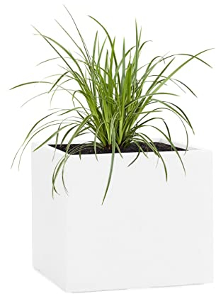 Pflanzwerk® Fioriera Vaso da Fiori Cube 23x23x23cm Bianco *Resistente al Gelo* *Europea di qualità* *Protezione UV*
