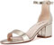 GENSHUO Damen High Heels Blockabsatz Sandalen Gold Wildleder Riemchensandalen mit Niedrigem Absatz 6CM/2,36 Zoll Knöchelriemen Klobig Sandaletten Offen Zehen Sandale für Party Hochzeit Abend, 37,5 EU