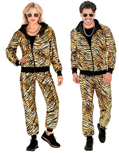 W WIDMANN MILANO Party Fashion - Disfraz de chándal, estampado animal, atuendo de los años 80, chándal para carnaval y fiestas