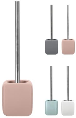 KW Luxury Ceramic/Porcelain/Stoneware Toilet Brush and Holder (Pastel Pink)