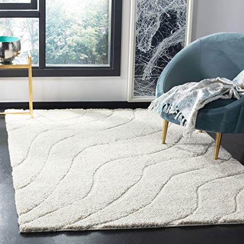 Safavieh Tappeto Zottelig per soggiorno, sala da pranzo, camera da letto, Florida Shag Collection, pelo alto, crema, 122 x 122 cm