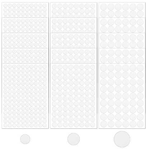 Okoss 1500 Stück Schrauben Abdeckkappen Weiß,wasserdichte Selbstklebende Abdeckkappen PVC Schraubenloch Aufkleber Abdeckung Aufkleber für Möbel Schreibtische Schrauben Reparaturen(12mm/15mm/21mm)