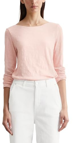 Marc OߴPolo Damen Langarmshirt aus Bio-Baumwolle mit U-Boot-Ausschnitt, Rosa (Dusty Rose), L
