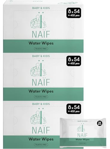 Naïf - Lingettes humides sans plastique - 1296 lingettes (24 x 54 lingettes) - Soin des fesses, du corps et du visage de bébé - 99% d'eau - 0% de parfum et d'alcool