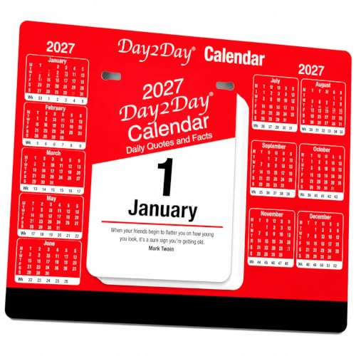 2027 Day to Day Calendar, Daily Tear Off Desk Calendar with Stand Daily Quotes and Facts Perpetual Desktop Calendar Home Office Work School Planning Organiser
