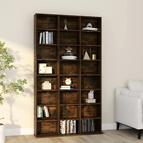 Azzrora DVVD-hylla, CD-hylla, CD-förvaring, DVD-hylla stående, CD-ställ, CD-hylla rökek 102 x 23 x 177,5 cm träbaserade material