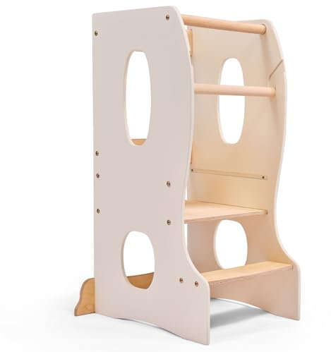 Wooden Montessori Toddler Tower - Montessori Learning Step Stool with Adjustable Height – Safe Toddler Standing Tower for Cooking, Play & Activities