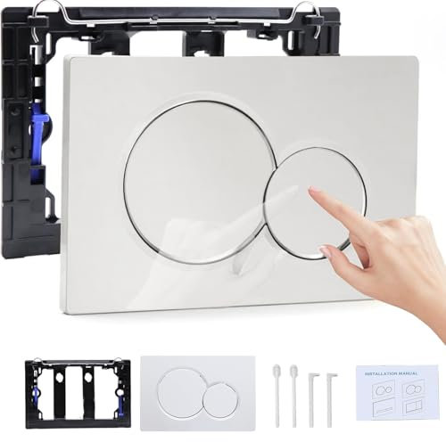 Betätigungsplatte für Geberit Spülkasten alle Sigma Serien, UP300/320/720/700/150/180, Doppelspülung Drückerplatte für Geberit mit Spülhebel-Set und Einbaurahmen