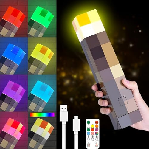 iPalamila 28cm Wall Flashlight Torch Night Light, Light-up Wall Torch, 8 Colours Flashlight, Rechargeable led, USB Rechargeable Bedside Lamp, Kids Gift (White)