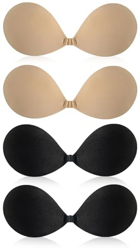 SAIIURV 4 Paires Soutien Gorge Adhesif, Soutien Gorge Dos Nu, Bretelles Soutien-Gorges Respirant sans (FR/ES, Alpha/Lettres, Taille Unique, Taille Normale, Taille Normale, Noir, Nu)