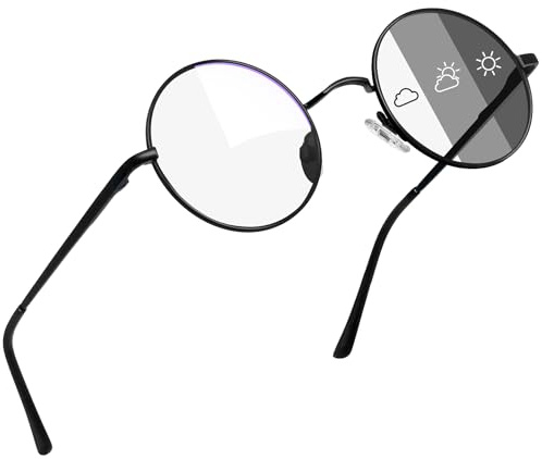 Joopin Occhiali Anti Luce Blu Uomo Donna Riposanti Riposo Trasparenti Rotond Filtro Blue Light Glasses Computer Gaming Occhiali Fotocromatici (Montatura Nero)