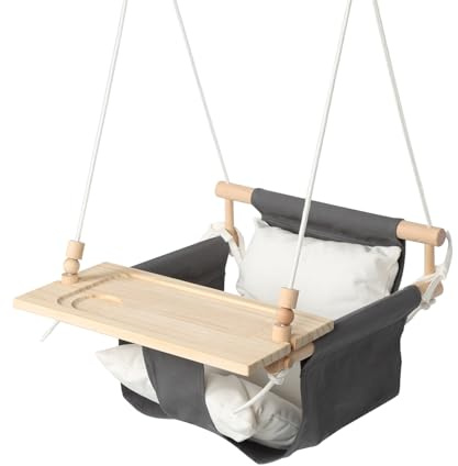 KINSPORY Altalena in Legno per Bambini – Una seduta altalenante per bambini progettata per giardino e casa, ideale per aree di gioco sia interne che esterne. Può essere abbinata a piatti di legno