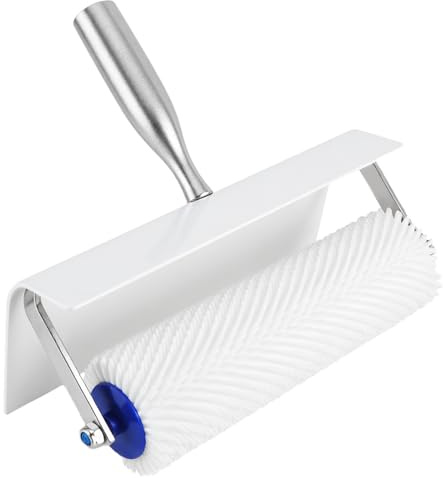 Rodillo epoxi de 25,4 cm con protector contra salpicaduras, rodillo de pintura compuesto con pinchos, rodillo de piso autonivelante para eliminar burbujas en resina epoxi, hormigón autonivelante