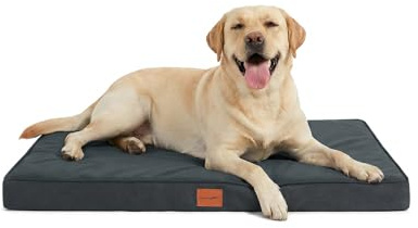 WAVVE Cama Perro Grande Ortopédica 104x69x7.6 cm, Colchon Perro Desenfundable Impermeable Lavable Irrompible, Cama Can con Espuma De Caja De Huevos, Dog Bed, Gris
