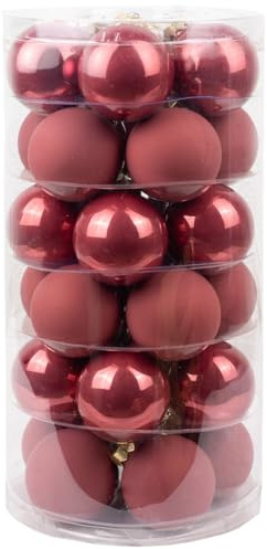 Inge Glas Weihnachtskugeln | Schöne Christbaumkugeln aus Glas | 30 Kugen in Dose | Christbaumschmuck Weihnachtsbaumschmuck Weihnachtsbaumkugeln (Dusty Rose)