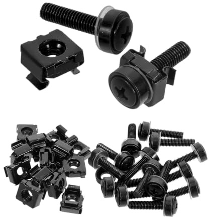 Balacoo Set 50 Pezzi Viti e Dadi Gabbia per Armadi Server M5*25 in Metallo Nero Struttura a Card Buckle per Installazione Veloce e Stabilità Duratura in Ambienti Server