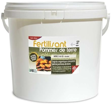 Engrais organique spécial pommes de terre NPK 3-6-12. Seau de 8 kg UAB