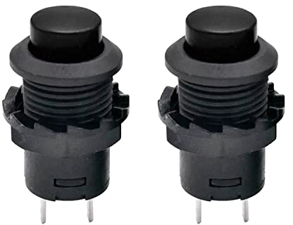 2x Drucktaster rund Taster 12mm DIY AC 1,5A/230V 12V NON-Momentan button Schalter | Schwarz