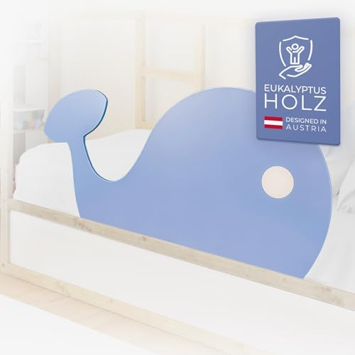 Wunderlab Rausfallschutz Bett aus Holz in süßem Design für Kinder - Bettgitter Rausfallschutz Wally fürs Kinderzimmer, Bettschutzgitter Kinderbett, Hausbett bis 200cm geeignet, schön, stabil + sicher