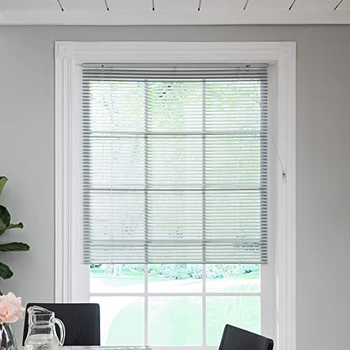 LBB Aluminium Venetian Blinds easy fit blinds window 25mm slats width metal blackout blind for kitchen, office, bedroom, etc. (Sliver, 90x160cm(WxH))