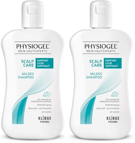 PHYSIOGEL Scalp Care Mildes Shampoo 250 ml – milde Reinigung und Kopfhaut Pflege speziell für empfindliche Kopfhaut – Feuchtigkeitsshampoo für juckende, trockene Kopfhaut (Packung mit 2)