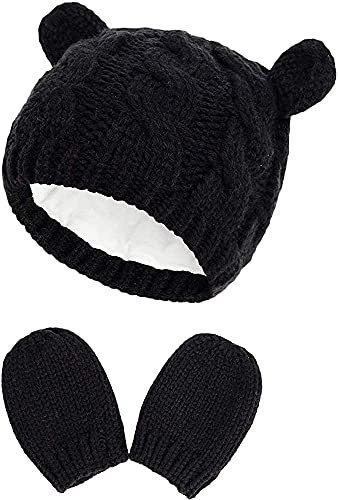 DRESHOW Bébé Chapeau Gant Ensemble doux Nouveau-né Mitaines Bébé Fille Garçons Tricoté Bonnet pour Tout-petits Infantile Hiver Bonnet Mitaines Ensembles