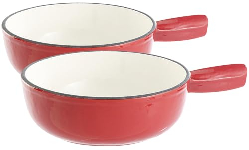 Rosenstein & Söhne Fondue Rechaud Gusseisen: 2er-Set Käsefondue-Töpfe aus Gusseisen, 24 cm (Käsefondue induktionsgeeignet, Set Induktion, Weihnachten)