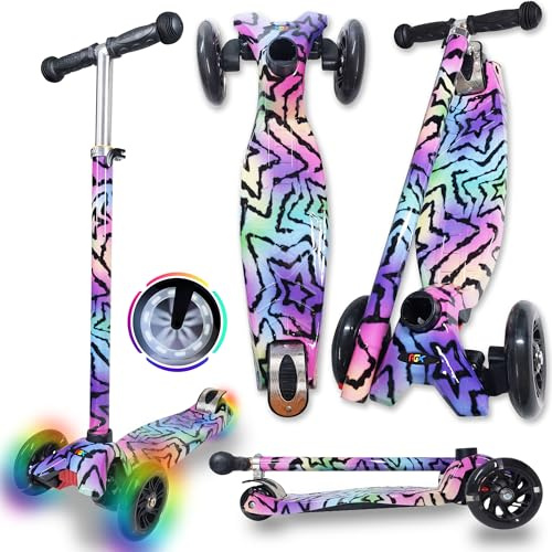 WeLLIFE |Scooter RGX| Monopattino per Bambini da 3 a 12 Anni| Monopattino Bambino 3 Ruote Luminose a LED| Monopattino Bambina con Impugnatura Regolabile in Altezza| Carico Massimo 80 kg (STAR)