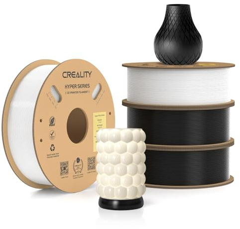 Creality Hyper PETG Filament 1.75 mm, 4 KG 3D Printer Filament PETG for High Speed Printing 30-600mm/s, Durable and Smooth, Dimensional Accuracy +/-0.03 mm, for Most 3D Printers (Black & White) 4 Pack